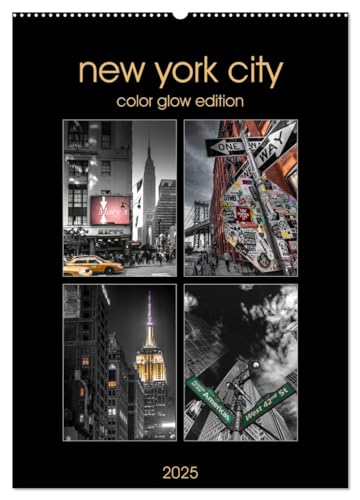 New York City - Color Glow Edition (Wandkalender 2025 DIN A2 hoch), CALVENDO Monatskalender von CALVENDO