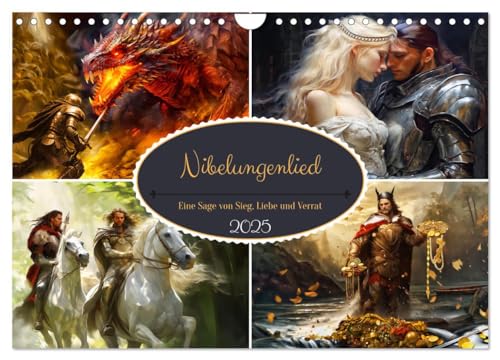Nibelungenlied - Eine Sage von Sieg, Liebe und Verrat (Wandkalender 2025 DIN A4 quer), CALVENDO Monatskalender von CALVENDO