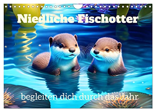 Niedliche Fischotter begleiten dich durch das Jahr (Wandkalender 2025 DIN A4 quer), CALVENDO Monatskalender von CALVENDO