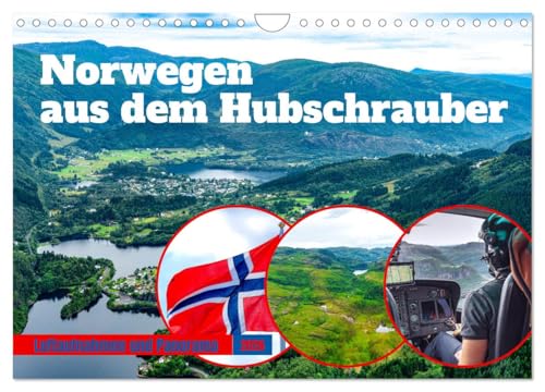 Norwegen aus dem Hubschrauber - Luftaufnahmen und Panorama (Wandkalender 2026 DIN A4 quer), CALVENDO Monatskalender von CALVENDO