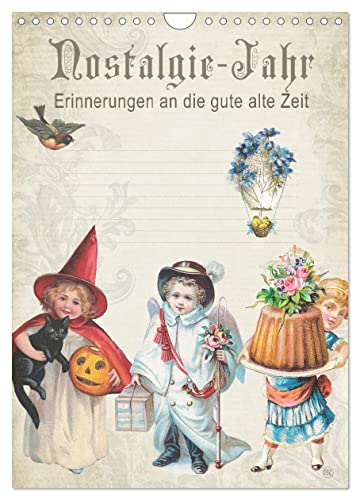 Nostalgie-Jahr, Motive aus alten Poesiealben (Wandkalender 2025 DIN A4 hoch), CALVENDO Monatskalender von CALVENDO