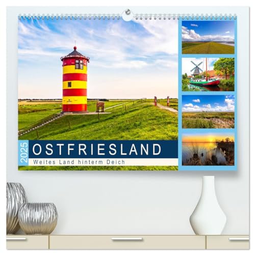 OSTFRIESLAND Weites Land hinterm Deich (hochwertiger Premium Wandkalender 2025 DIN A2 quer), Kunstdruck in Hochglanz von CALVENDO