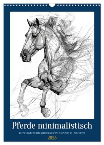 Pferde minimalistisch (Wandkalender 2025 DIN A3 hoch), CALVENDO Monatskalender von CALVENDO