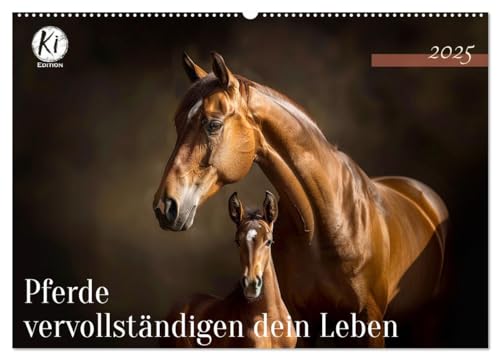 Pferde vervollständigen dein Leben (Wandkalender 2025 DIN A2 quer), CALVENDO Monatskalender von CALVENDO