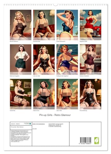 Pin-up Girls - Retro Glamour (hochwertiger Premium Wandkalender 2025 DIN A2 hoch), Kunstdruck in Hochglanz