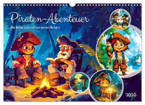 Piraten-Abenteuer - Die Reise zum verborgenen Schatz (Wandkalender 2025 DIN A3 quer), CALVENDO Monatskalender von CALVENDO