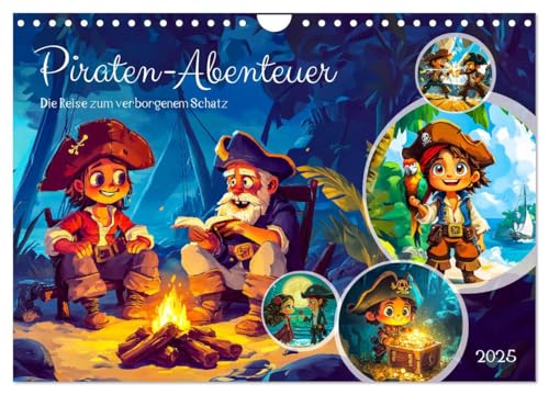 Piraten-Abenteuer - Die Reise zum verborgenen Schatz (Wandkalender 2025 DIN A4 quer), CALVENDO Monatskalender von CALVENDO