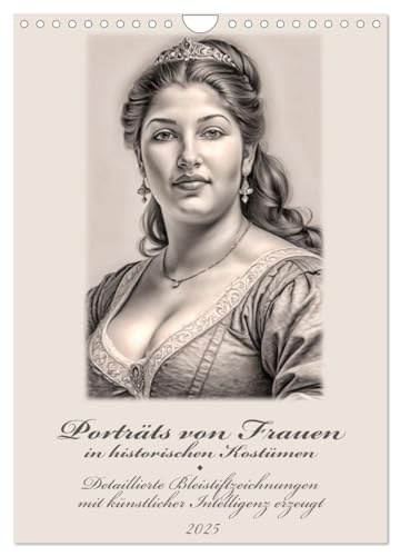 Porträts von Frauen in historischen Kostümen (Wandkalender 2025 DIN A4 hoch), CALVENDO Monatskalender von CALVENDO