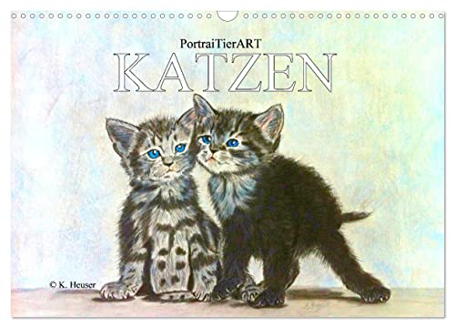 KATZEN PortraiTierART (Wandkalender 2025 DIN A3 quer), CALVENDO Monatskalender von CALVENDO