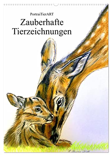 PortraiTierART Zauberhafte Tierzeichnungen (Wandkalender 2025 DIN A2 hoch), CALVENDO Monatskalender: Authentische Tierportraitzeichnungen (CALVENDO Tiere) von Calvendo