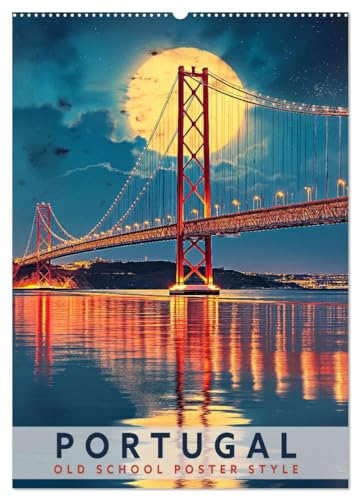 Portugal - Old School Poster Style (Wandkalender 2025 DIN A2 hoch), CALVENDO Monatskalender von CALVENDO