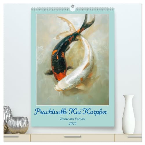 Prachtvolle Koi Karpfen Zierde aus Fernost (hochwertiger Premium Wandkalender 2025 DIN A2 hoch), Kunstdruck in Hochglanz von CALVENDO