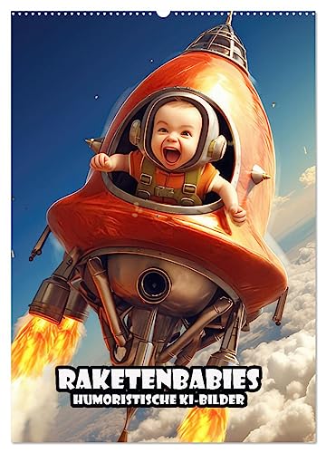 Raketenbabies - Humoristische KI-Bilder (Wandkalender 2026 DIN A2 hoch), CALVENDO Monatskalender von CALVENDO