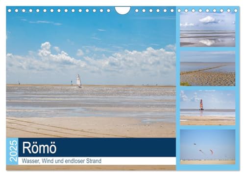 Römö - Wasser, Wind und endloser Strand (Wandkalender 2025 DIN A4 quer), CALVENDO Monatskalender von CALVENDO