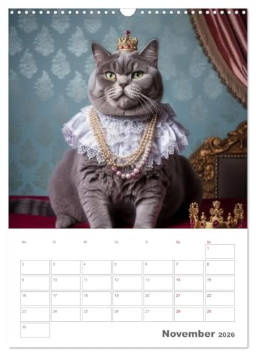Royale Katzen Portraits (Wandkalender 2026 DIN A3 hoch), CALVENDO Monatskalender: Entdecken Sie die Schönheit und Persönlichkeit der faszinierenden ... Katzenporträts präsentiert. (CALVENDO Tiere) von Calvendo