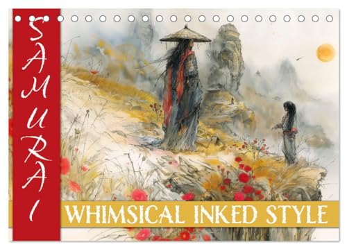 Samurai - whimsical inked style (Tischkalender 2025 DIN A5 quer), CALVENDO Monatskalender von CALVENDO