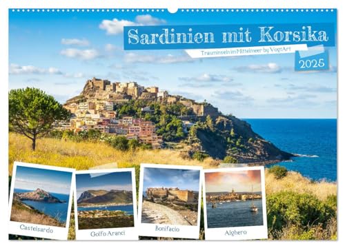 Sardinien mit Korsika (Wandkalender 2025 DIN A2 quer), CALVENDO Monatskalender von CALVENDO