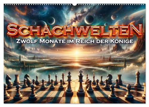 Schachwelten: Zwölf Monate im Reich der Könige (Wandkalender 2025 DIN A2 quer), CALVENDO Monatskalender von CALVENDO