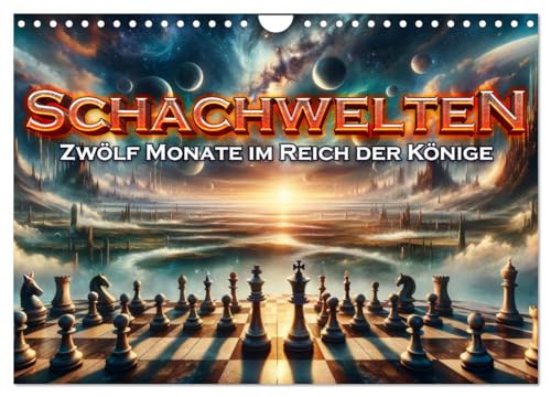 Schachwelten: Zwölf Monate im Reich der Könige (Wandkalender 2025 DIN A4 quer), CALVENDO Monatskalender von CALVENDO