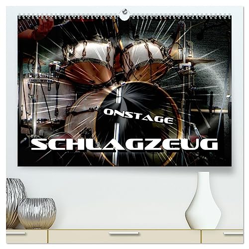 Schlagzeug onstage (hochwertiger Premium Wandkalender 2025 DIN A2 quer), Kunstdruck in Hochglanz von CALVENDO