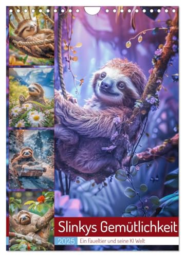 Slinkys Gemütlichkeit (Wandkalender 2025 DIN A4 hoch), CALVENDO Monatskalender: Dieser bezaubernde Kalender begleitet Slinky, das charmante Faultier, ... und friedlicher Momente. (CALVENDO Tiere) von CALVENDO