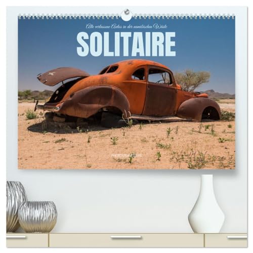 Solitaire Alte verlassene Autos in der namibischen Wüste (hochwertiger Premium Wandkalender 2025 DIN A2 quer), Kunstdruck in Hochglanz