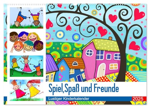 Spiel, Spaß und Freunde. Lustiger Kinderkalender (Wandkalender 2025 DIN A2 quer), CALVENDO Monatskalender von CALVENDO
