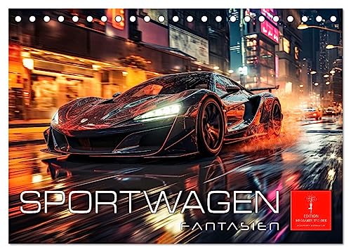 Sportwagen Fantasien (Tischkalender 2025 DIN A5 quer), CALVENDO Monatskalender von CALVENDO