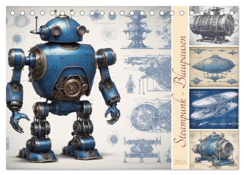 Steampunk - Blaupausen (Tischkalender 2025 DIN A5 quer), CALVENDO Monatskalender von CALVENDO
