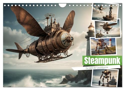 Steampunk - Die Welt der Leuchttürme (Wandkalender 2025 DIN A4 quer), CALVENDO Monatskalender von CALVENDO