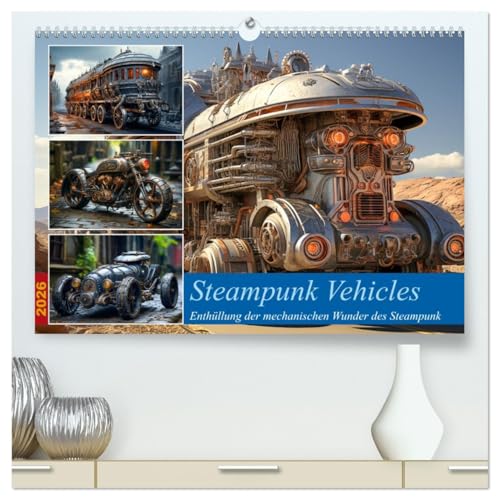 Steampunk Vehicles (hochwertiger Premium Wandkalender 2026 DIN A2 quer), Kunstdruck in Hochglanz von CALVENDO