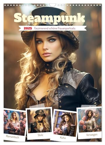 Steampunk. Faszinierend schöne Frauenportraits (Wandkalender 2025 DIN A3 hoch), CALVENDO Monatskalender von CALVENDO