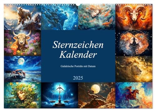 Sternzeichen-Kalender - Galaktische Porträts mit Datum (Wandkalender 2025 DIN A2 quer), CALVENDO Monatskalender von CALVENDO
