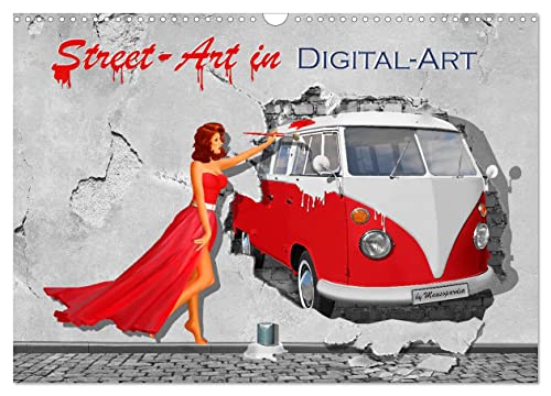 Street-Art in Digital-Art by Mausopardia (Wandkalender 2025 DIN A3 quer), CALVENDO Monatskalender von CALVENDO