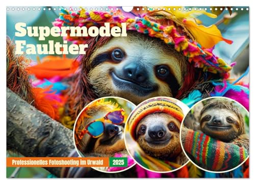 Supermodel Faultier. Professionelles Fotoshooting im Urwald (Wandkalender 2025 DIN A3 quer), CALVENDO Monatskalender von CALVENDO