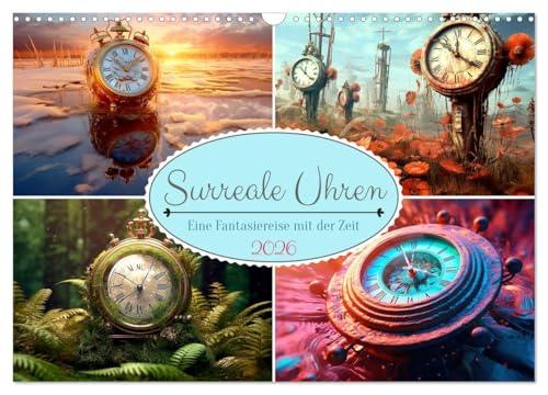 Surreale Uhren (Wandkalender 2026 DIN A3 quer), CALVENDO Monatskalender von CALVENDO