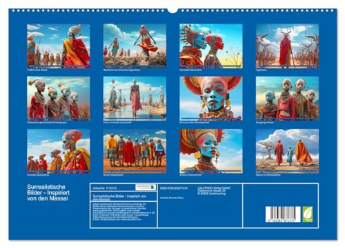 Surrealistische Bilder - Inspiriert von den Massai (hochwertiger Premium Wandkalender 2025 DIN A2 quer), Kunstdruck in Hochglanz: Surrealismus trifft auf Wüstenbewohner (CALVENDO Menschen) von Calvendo