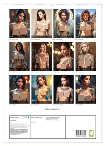 Tattoo Queens (hochwertiger Premium Wandkalender 2025 DIN A2 hoch), Kunstdruck in Hochglanz