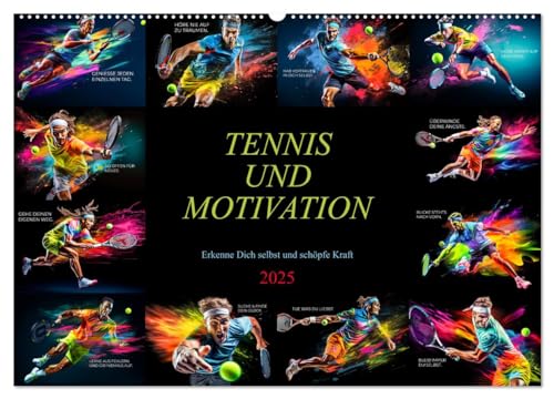 Tennis und Motivation (Wandkalender 2025 DIN A2 quer), CALVENDO Monatskalender von CALVENDO