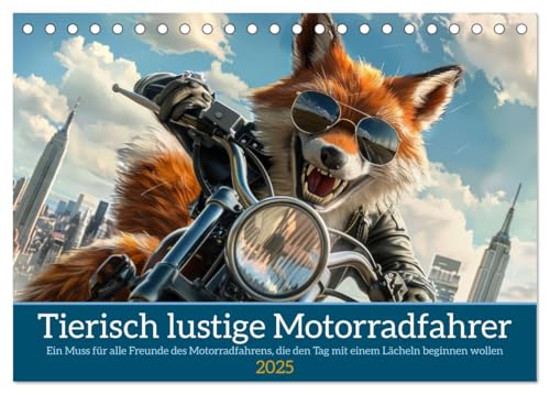 Tierisch lustige Motorradfahrer (Tischkalender 2025 DIN A5 quer), CALVENDO Monatskalender von CALVENDO