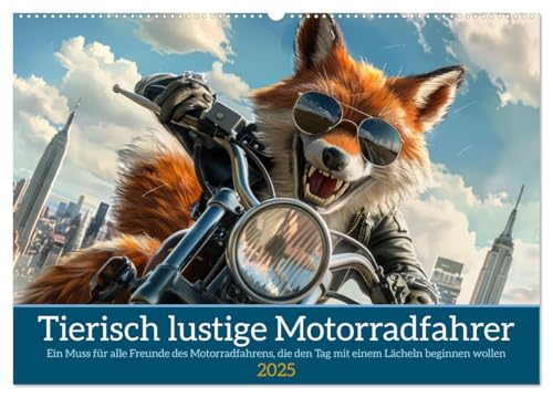 Tierisch lustige Motorradfahrer (Wandkalender 2025 DIN A2 quer), CALVENDO Monatskalender von CALVENDO