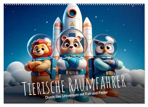 Tierische Raumfahrer: Durch das Universum mit Fell und Feder (Wandkalender 2025 DIN A2 quer), CALVENDO Monatskalender von CALVENDO