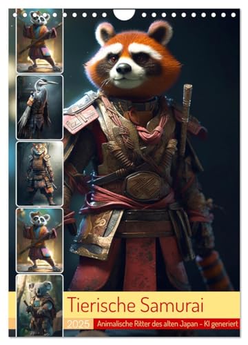 Tierische Samurai (Wandkalender 2025 DIN A4 hoch), CALVENDO Monatskalender von CALVENDO