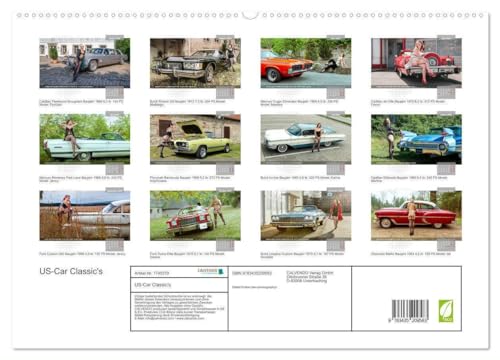 US-Car Classic's (hochwertiger Premium Wandkalender 2025 DIN A2 quer), Kunstdruck in Hochglanz: amerikanische Straßenkreuzer in Szene gesetzt (CALVENDO Erotik) von Calvendo