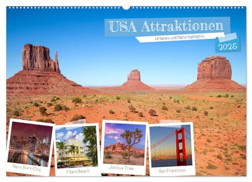 USA ATTRAKTIONEN Urbanes und Naturhighlights (Wandkalender 2025 DIN A2 quer), CALVENDO Monatskalender von CALVENDO