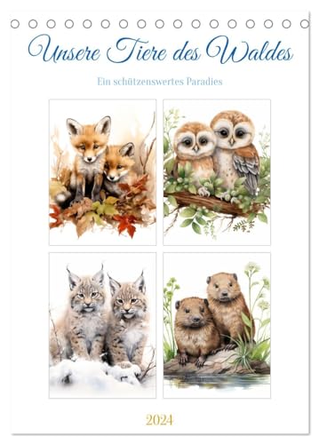 Unsere Tiere des Waldes (Tischkalender 2024 DIN A5 hoch), CALVENDO Monatskalender von CALVENDO