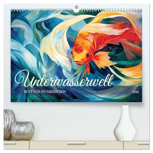 Unterwasserwelt, bunt und wunderschön (hochwertiger Premium Wandkalender 2026 DIN A2 quer), Kunstdruck in Hochglanz von CALVENDO