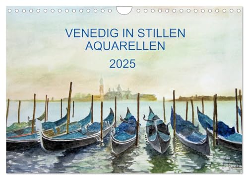 Venedig in stillen Aquarellen (Wandkalender 2025 DIN A4 quer), CALVENDO Monatskalender von CALVENDO
