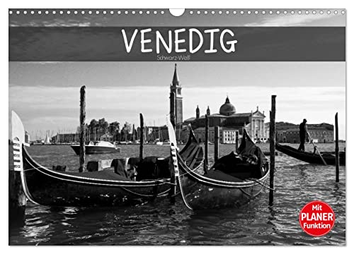 Venedig schwarz-weiß (Wandkalender 2025 DIN A3 quer), CALVENDO Monatskalender von CALVENDO