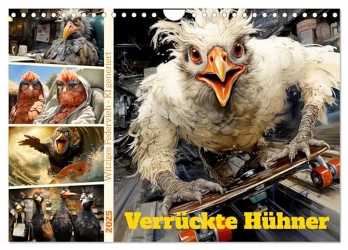 Verrückte Hühner (Wandkalender 2025 DIN A4 quer), CALVENDO Monatskalender von CALVENDO